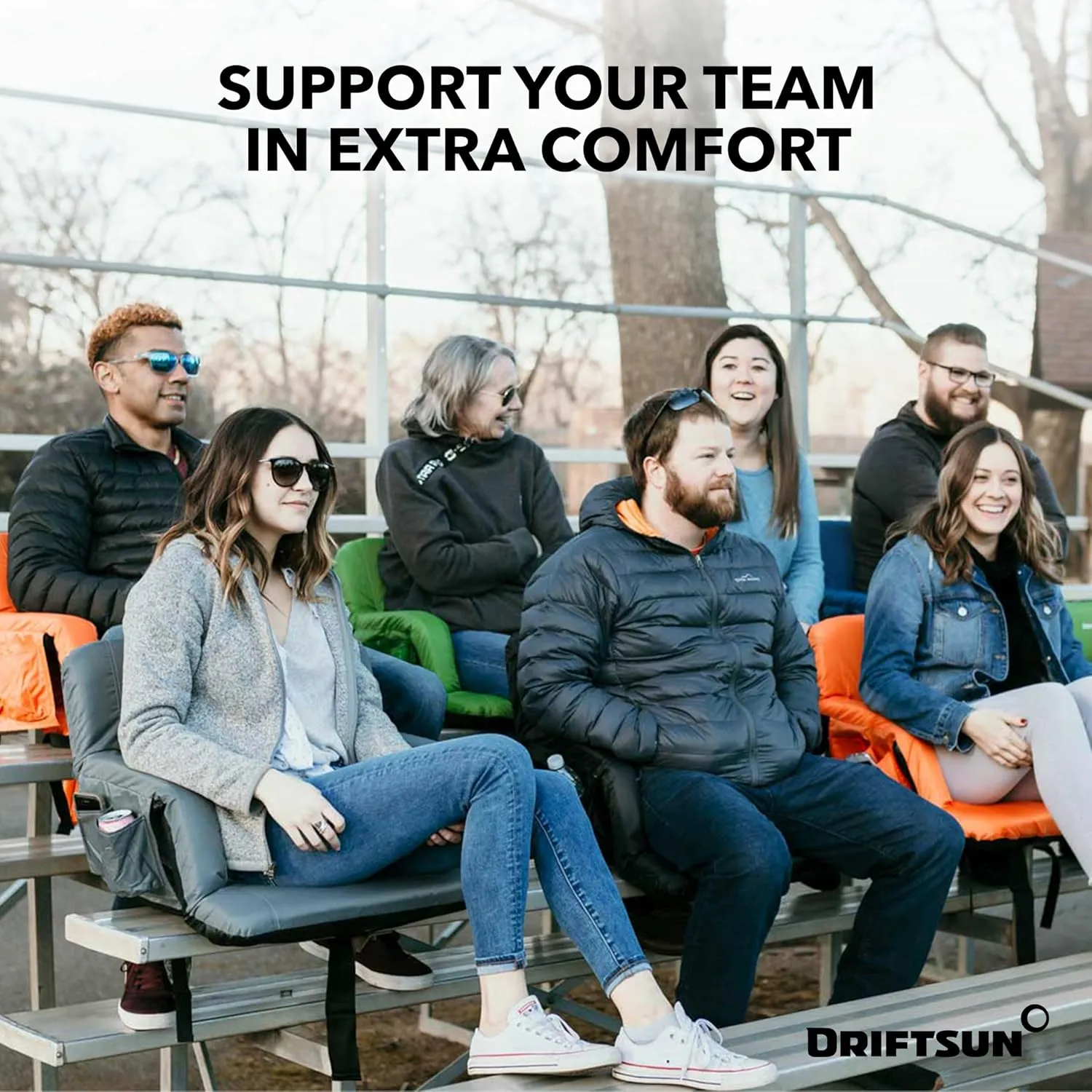Driftsun Stadium Seats with Back Support, Deluxe Bleacher Chairs with Support Cushion, Padded Seats with Waterproof Chair