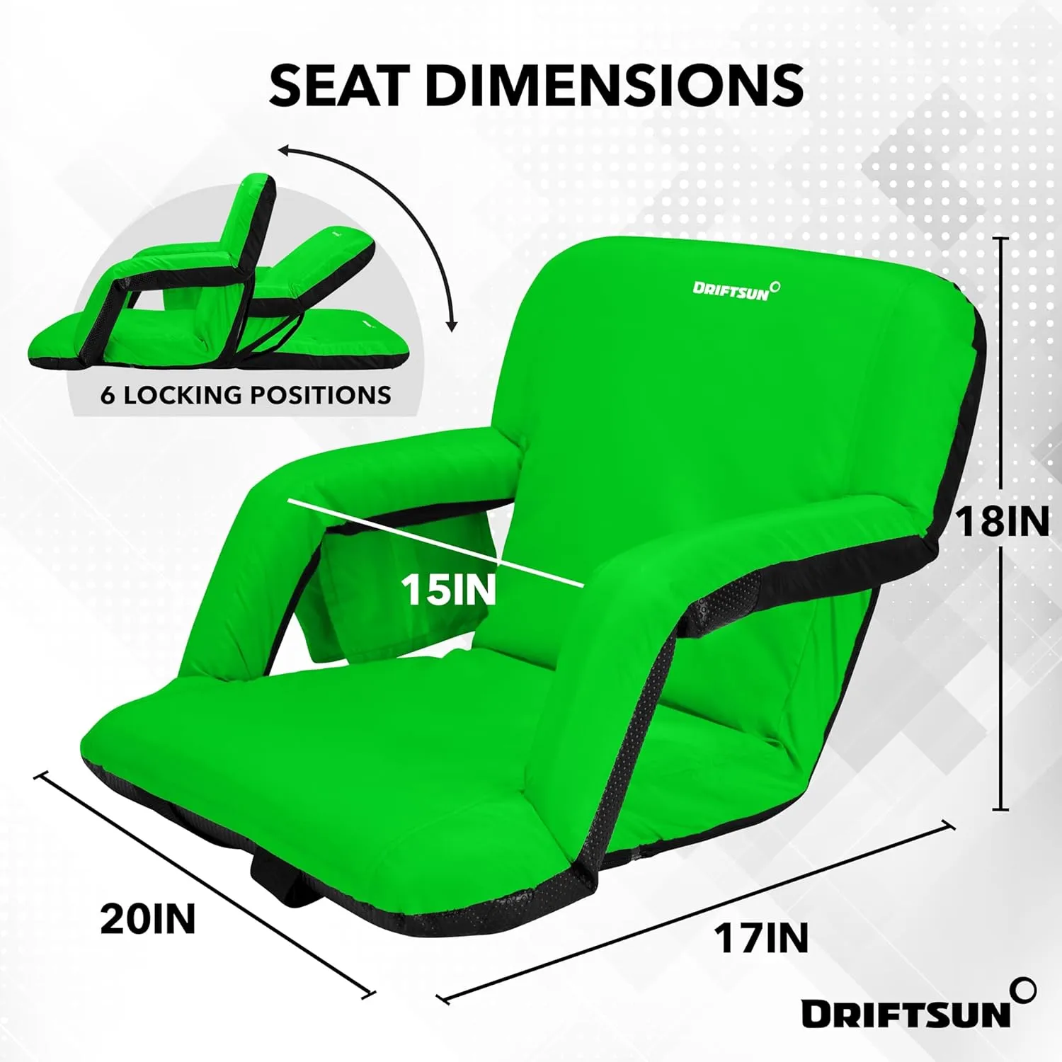 Driftsun Stadium Seats with Back Support, Deluxe Bleacher Chairs with Support Cushion, Padded Seats with Waterproof Chair