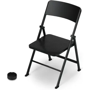 DS. DISTINCTIVE STYLE Mini Chair 1/6 Scale Furniture Doll Chair Black Small Folding Chair for 12 Inch Action Figure Miniature Furniture Dollhouse Decoration