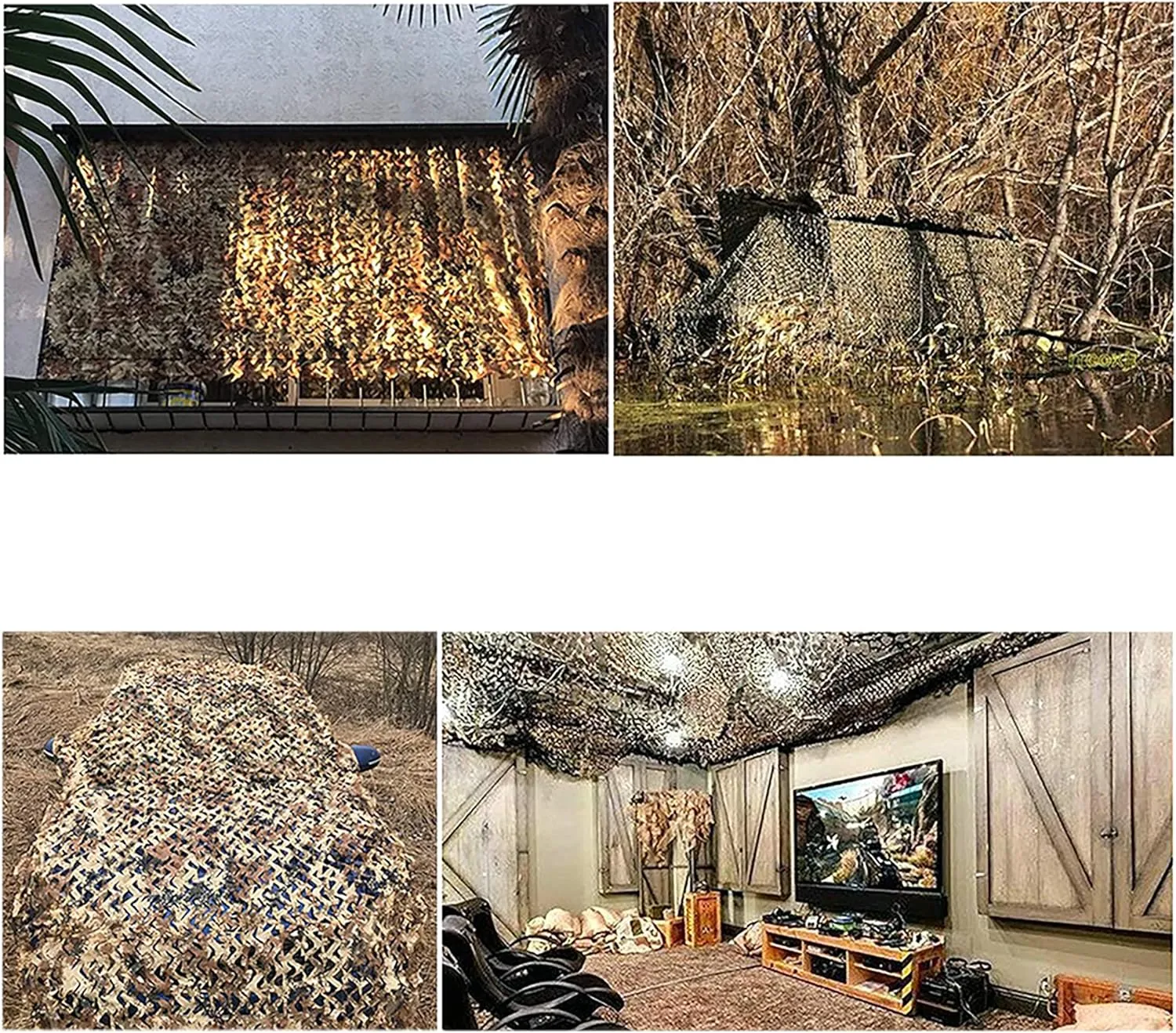 Dual Mesh Custom Camouflage net for Hunt Blind Decor Courtyard Sunshade Photo Camp Fish Farm Factory Shelter Car Concealment Party Exhibit Backdrop Paintball Curtain Ceiling Fence Canopy Cover