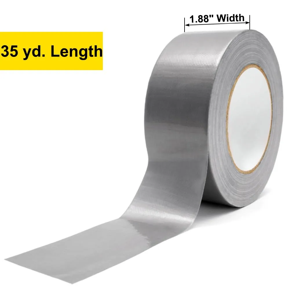 Duct Tape, Silver Grey Duct Tape Bulk for Indoor Outdoor, 1.88 Inches Width x 35 Yard Length (5 Rolls per Pack)