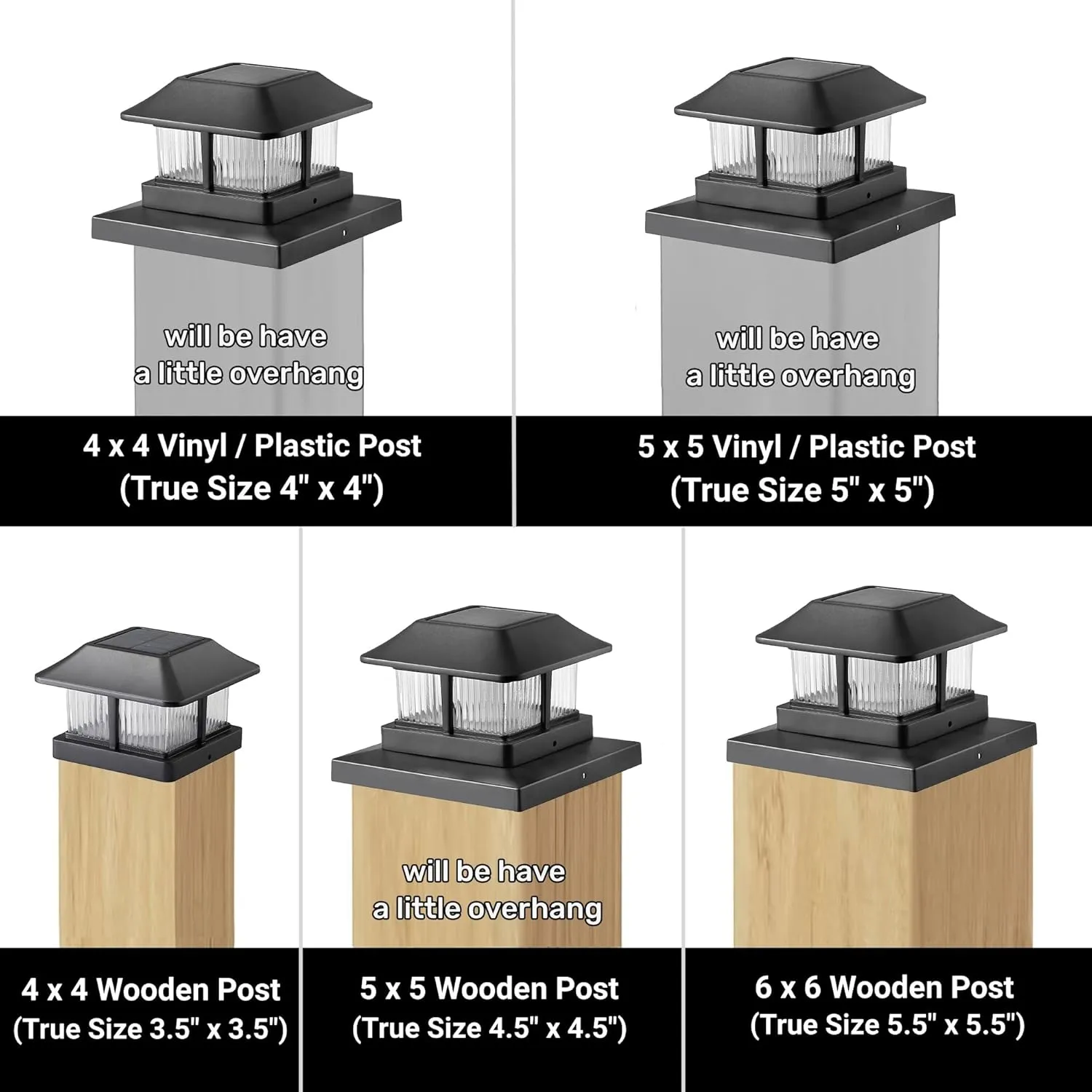 Dynaming Solar Flame Post Cap Lights Outdoor, Solar Powered Fence Post Light, Flickering Flame LED Lantern Lamps Waterproof for Garden Deck Patio, Fit 4x4, 5x5 or 6x6 Vinyl/Wooden Posts, 6 Pack