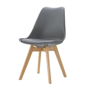 Eames Style Dining Chairs Grey with padded seat