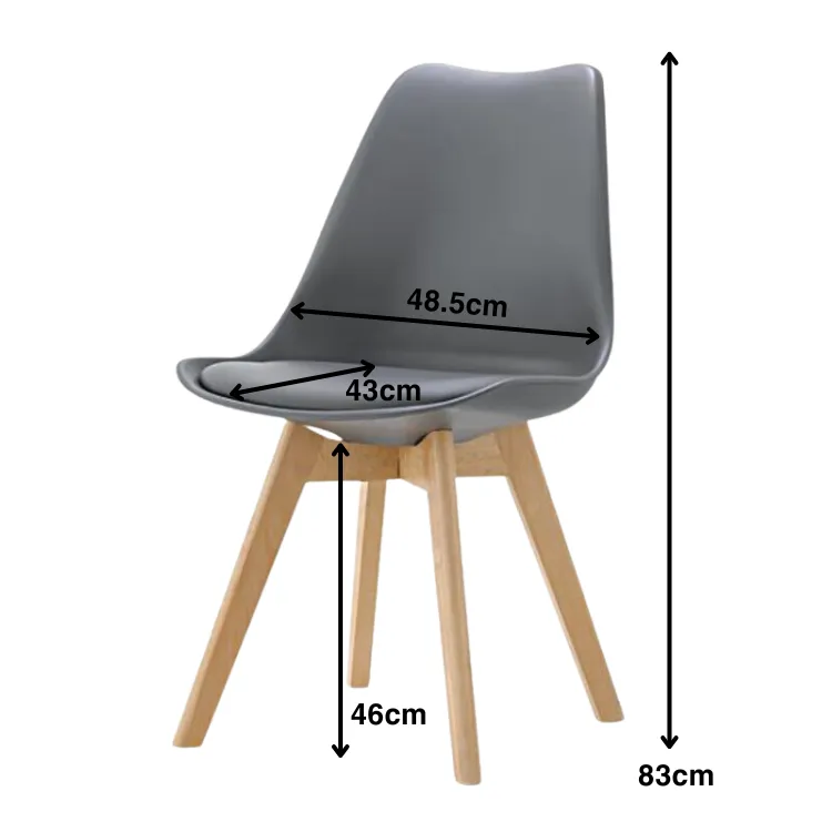 Eames Style Dining Chairs Grey with padded seat