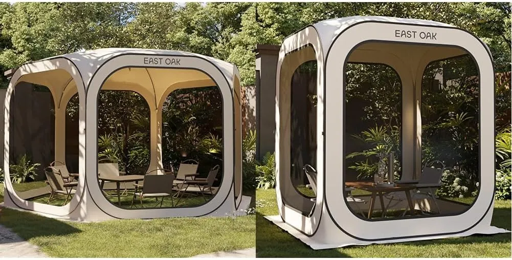 EAST OAK Screen House Tent Pop-Up Portable Screen Room Canopy Instant Screen Tent 12 x 12 FT and 6 x 6 FT with Carry Bags for Outdoor Activities