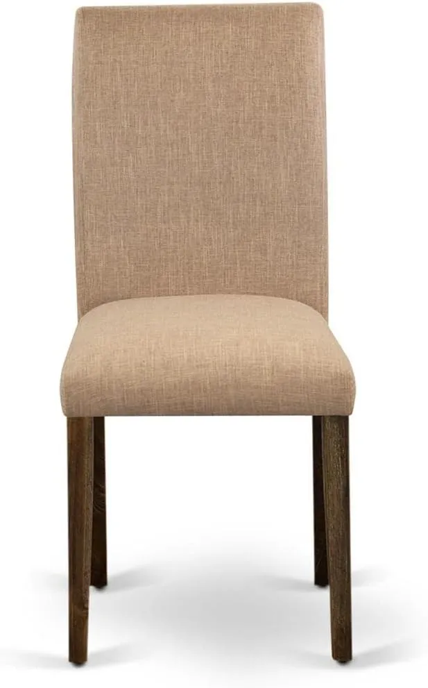 East West Furniture ABP7T47 Abbott Parson Kitchen Chairs - Light Sable Linen Fabric Padded Dining Chairs, Set of 2, Jacobean