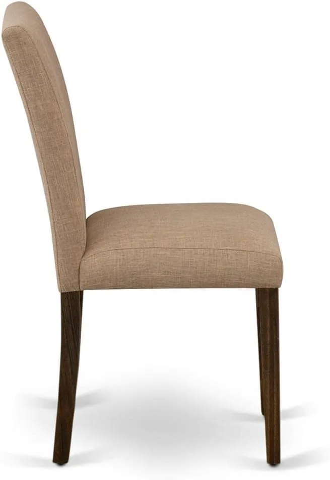 East West Furniture ABP7T47 Abbott Parson Kitchen Chairs - Light Sable Linen Fabric Padded Dining Chairs, Set of 2, Jacobean