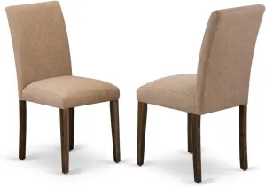East West Furniture ABP7T47 Abbott Parson Kitchen Chairs - Light Sable Linen Fabric Padded Dining Chairs, Set of 2, Jacobean