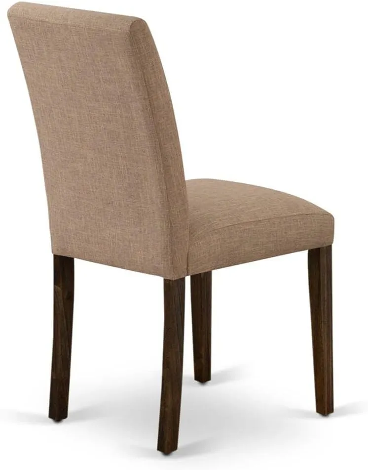 East West Furniture ABP7T47 Abbott Parson Kitchen Chairs - Light Sable Linen Fabric Padded Dining Chairs, Set of 2, Jacobean