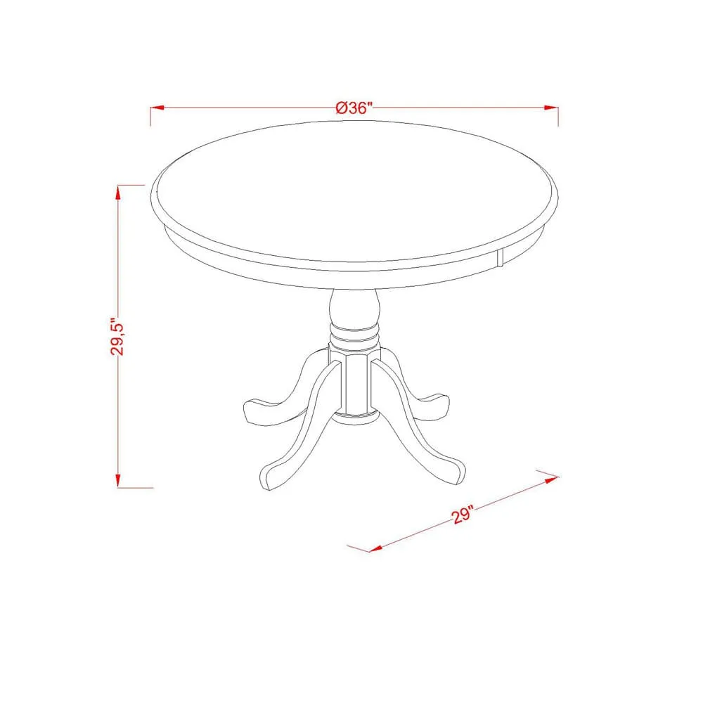 East West Furniture AMAB3-OAK-55 3 Piece Kitchen Table & Chairs Set Contains a Round Dining Room Table with Pedestal and 2 Oasis Blue Faux Leather Parsons Chairs, 36x36 Inch, Oak