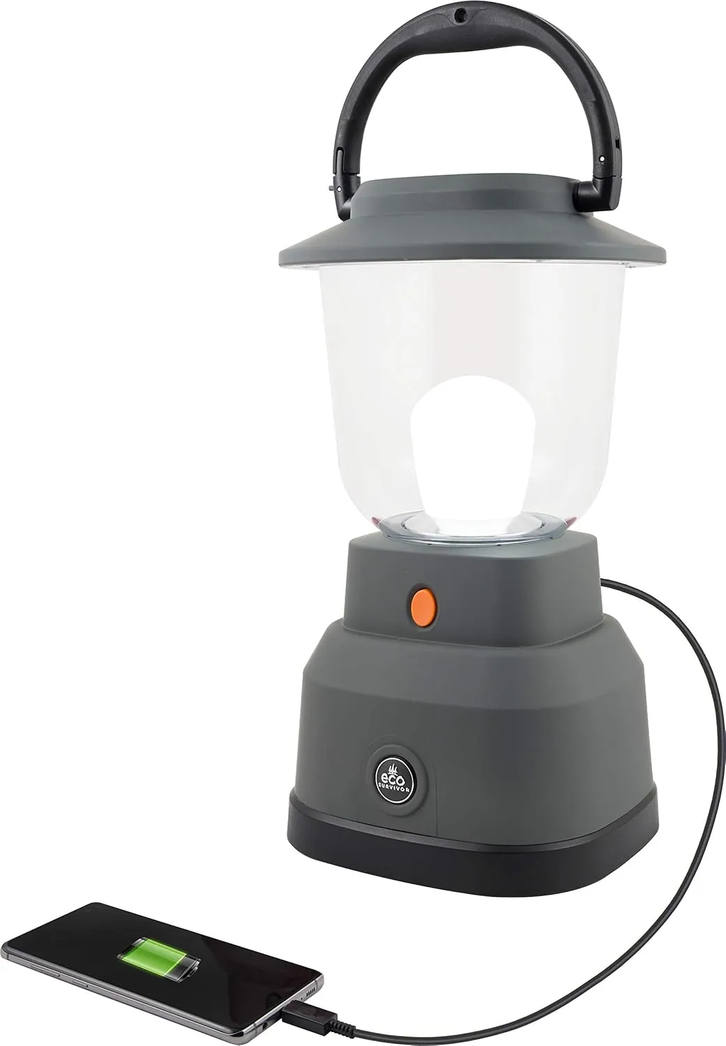 EcoSurvivor LED Camping Lantern, Emergency Lantern, Battery Powered, 800 Lumens, 200 Hour Run Time, Gray, Ideal for Hiking, Outdoors, Emergency, Hurricane and Storm, 39616