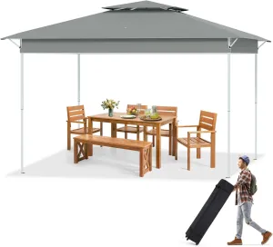 ECOTOUGE 11x11 FT Pop Up Canopy Tent, Patio Party Instant Shelte Gazebo w/Carrying Roller Bag Waterproof and UV Resistant for Outdoor Garden, Grill and Backyard, Dark Grey