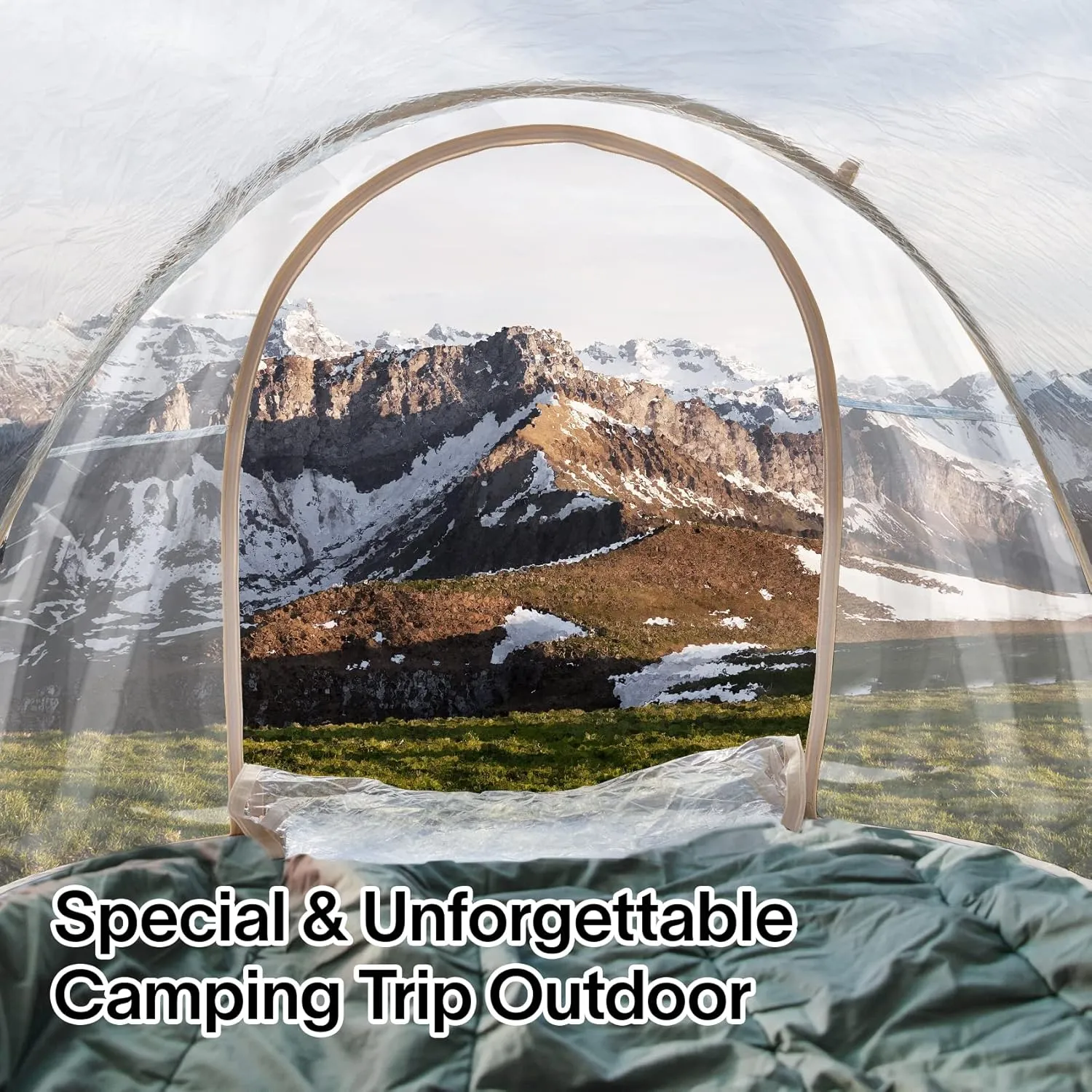 EighteenTek Pod All Weatherproof Sports Tent Clear Pop Up Tent Camping Stargazing Transparent Outdoor Bubble 2 Person Capsule Portable Weather Proof Pod Instant Cold Protection Shelter 88"x54"x39"H