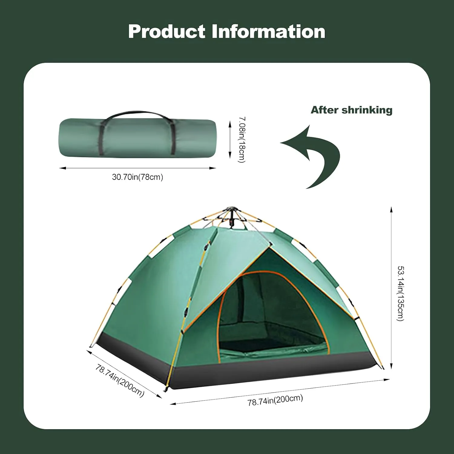 Ergocar Camping Tent 210T Oxford Cloth Waterproof Windproof Dome Adults Tent, 2-4 Man Ultraligh Ventilated 2 Doors & 2 Windows Pop up Tent for Family Long Trip, Hiking & Fishing