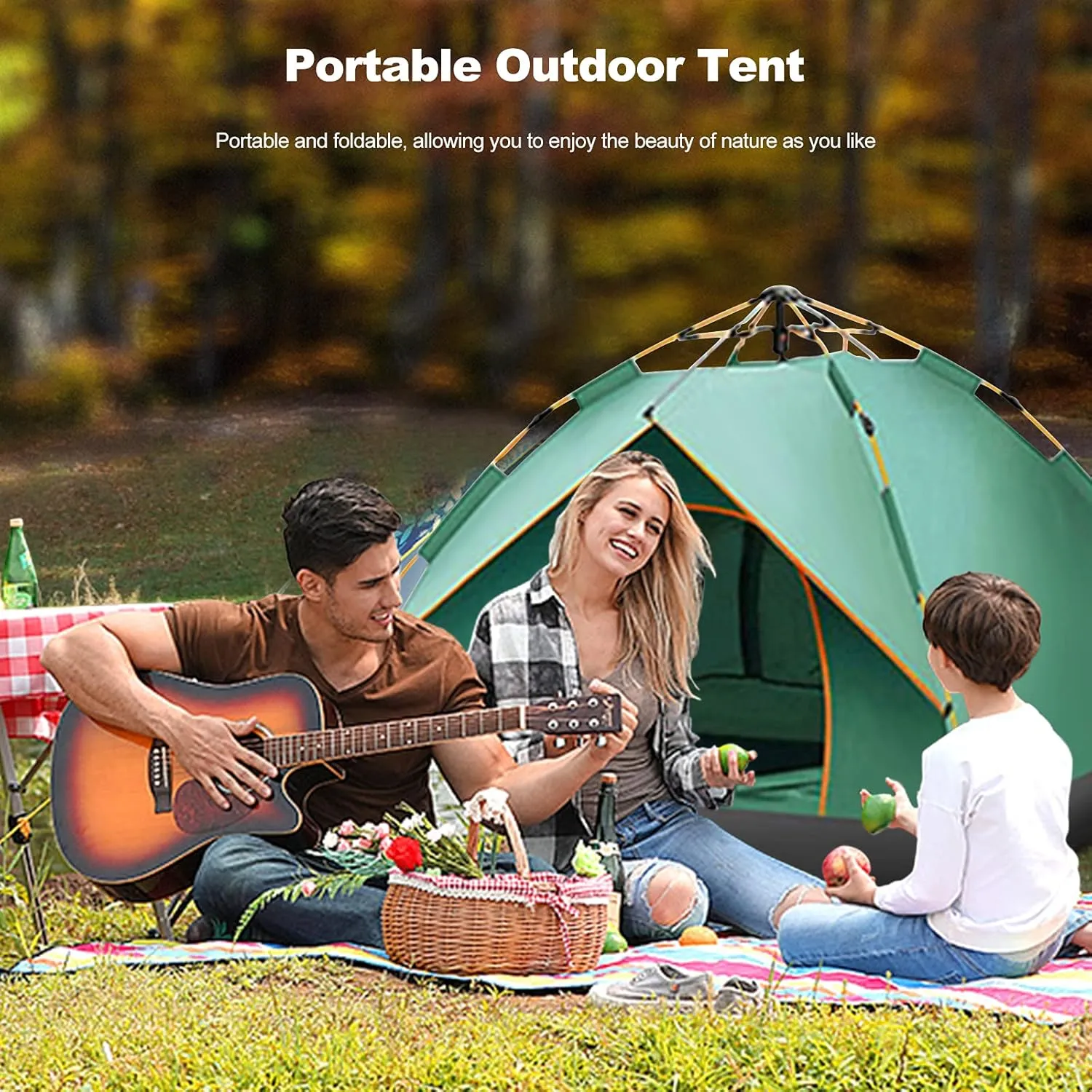 Ergocar Camping Tent 210T Oxford Cloth Waterproof Windproof Dome Adults Tent, 2-4 Man Ultraligh Ventilated 2 Doors & 2 Windows Pop up Tent for Family Long Trip, Hiking & Fishing