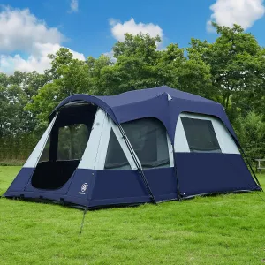 EVER ADVANCED 8 Person Blackout Cabin Tent, Camping Tent with Multi Room, Family Tent with Extra Porch and Rainfly, 2 Rooms Huge Portable Tent with Carry Bag, Water Resistant