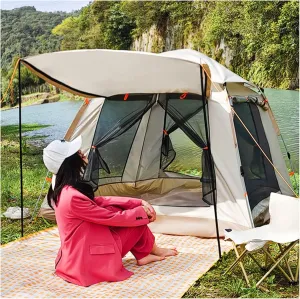 Family Camping Tent 4 People Waterproof, Easy Tents to Put Up Firm and Stable Pop Up Festival Tent for Family Camping,Hiking Party