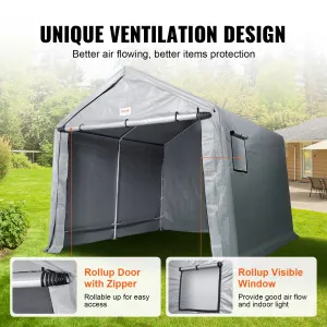 (FINAL PRICES ARE LOWER ON OUR SITE!) VEVOR Portable Shed Outdoor Storage Shelter, 10 x 10 x 8.5 ft Heavy Duty All-Season Instant Storage Tent Tarp Sheds with Roll-up Zipper Door and Ventilated Windows For Motorcycle, Bike, Garden Tools