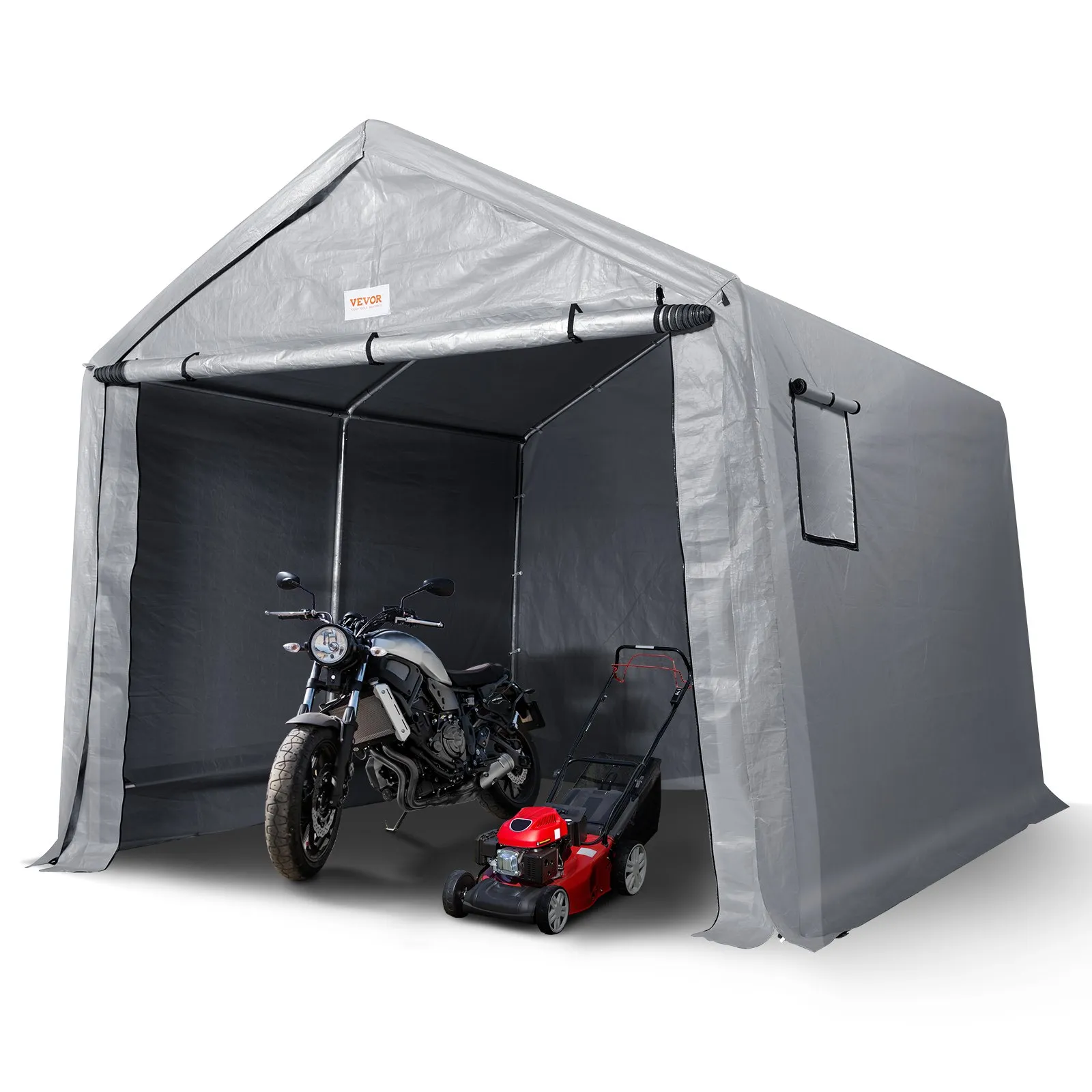 (FINAL PRICES ARE LOWER ON OUR SITE!) VEVOR Portable Shed Outdoor Storage Shelter, 10 x 10 x 8.5 ft Heavy Duty All-Season Instant Storage Tent Tarp Sheds with Roll-up Zipper Door and Ventilated Windows For Motorcycle, Bike, Garden Tools