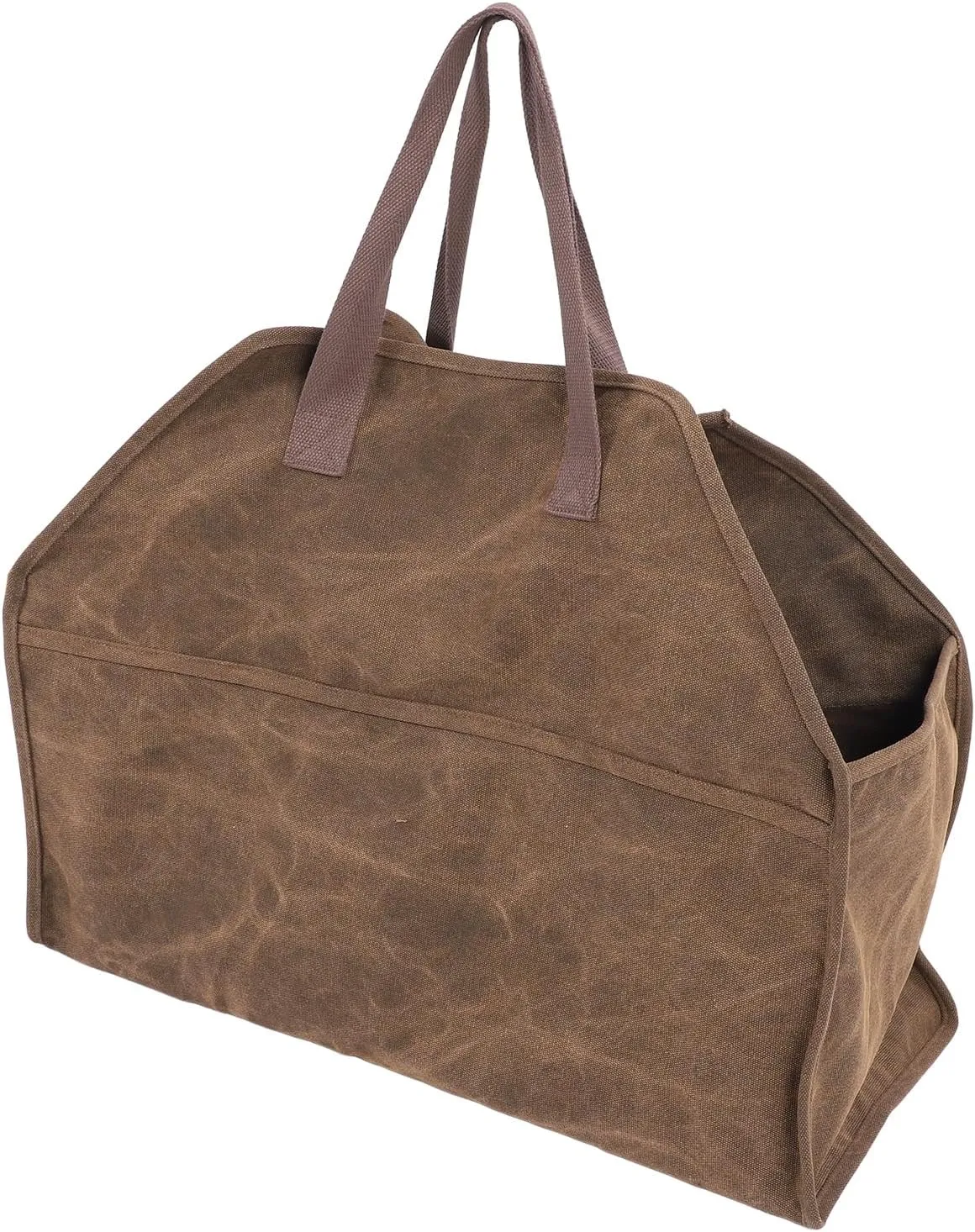 Firewood Carrier Bag, 22.4in Large Firewood Bag with Reinforce Duty Straps, Shoulder Bag or Top Hand Bag, Heavy Duty Waxed Canvas Log Carrier Tote for Firewood