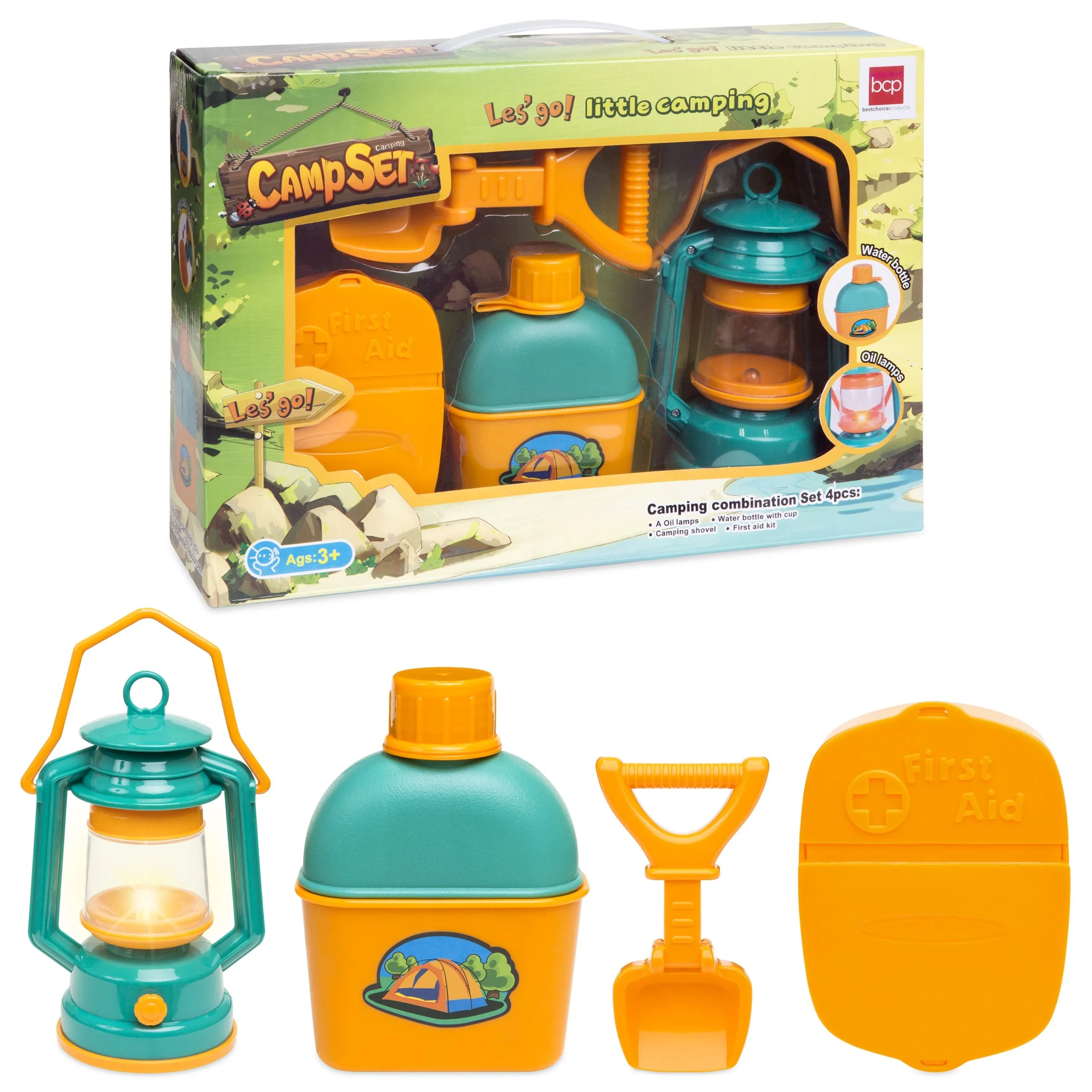 First Camping w/ Lantern, Aid Bottle, Wide range Shovel, Outdoor Kids Shockproof Adventure Kit Toy