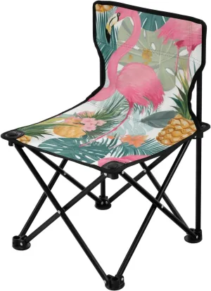 Flamingos Pineapples Packable Ultralight Camping Chair Ultralight Backpack Chair Includes Carry Bag Lawn Chairs for Adults Heavy Duty for Hiking Lawn