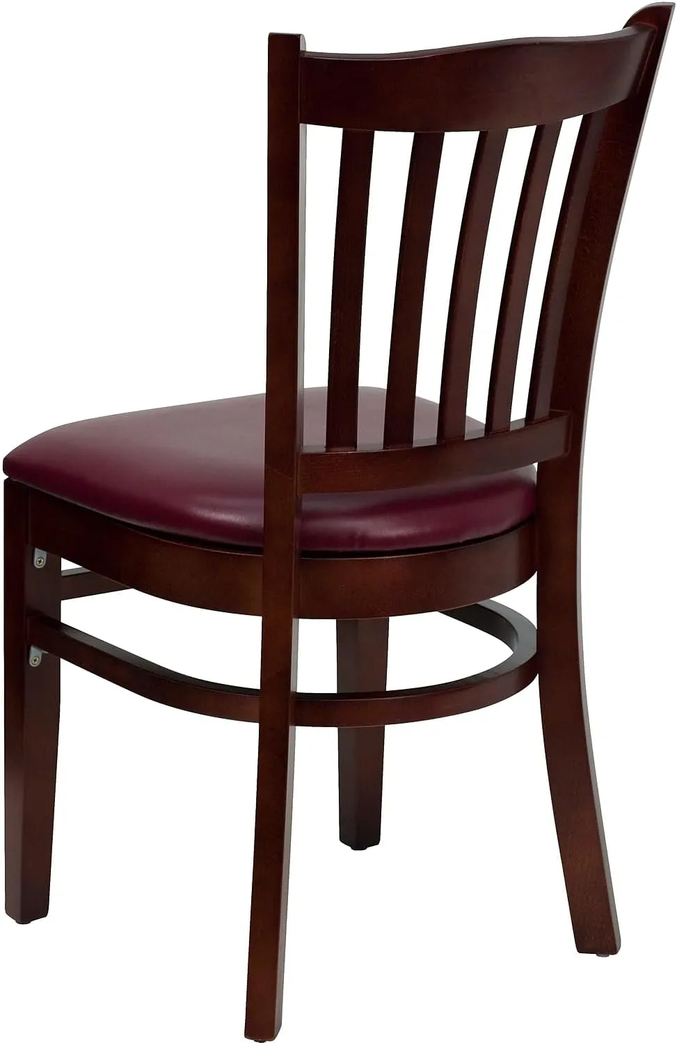 Flash Furniture 2 Pk. HERCULES Series Vertical Slat Back Mahogany Wood Restaurant Chair - Burgundy Vinyl Seat
