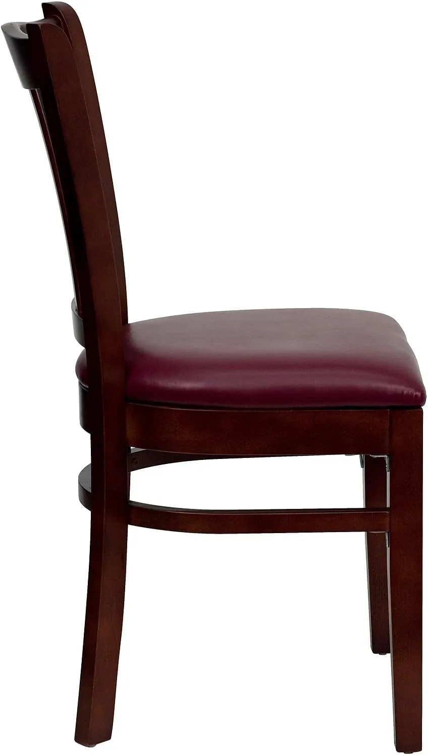 Flash Furniture 2 Pk. HERCULES Series Vertical Slat Back Mahogany Wood Restaurant Chair - Burgundy Vinyl Seat