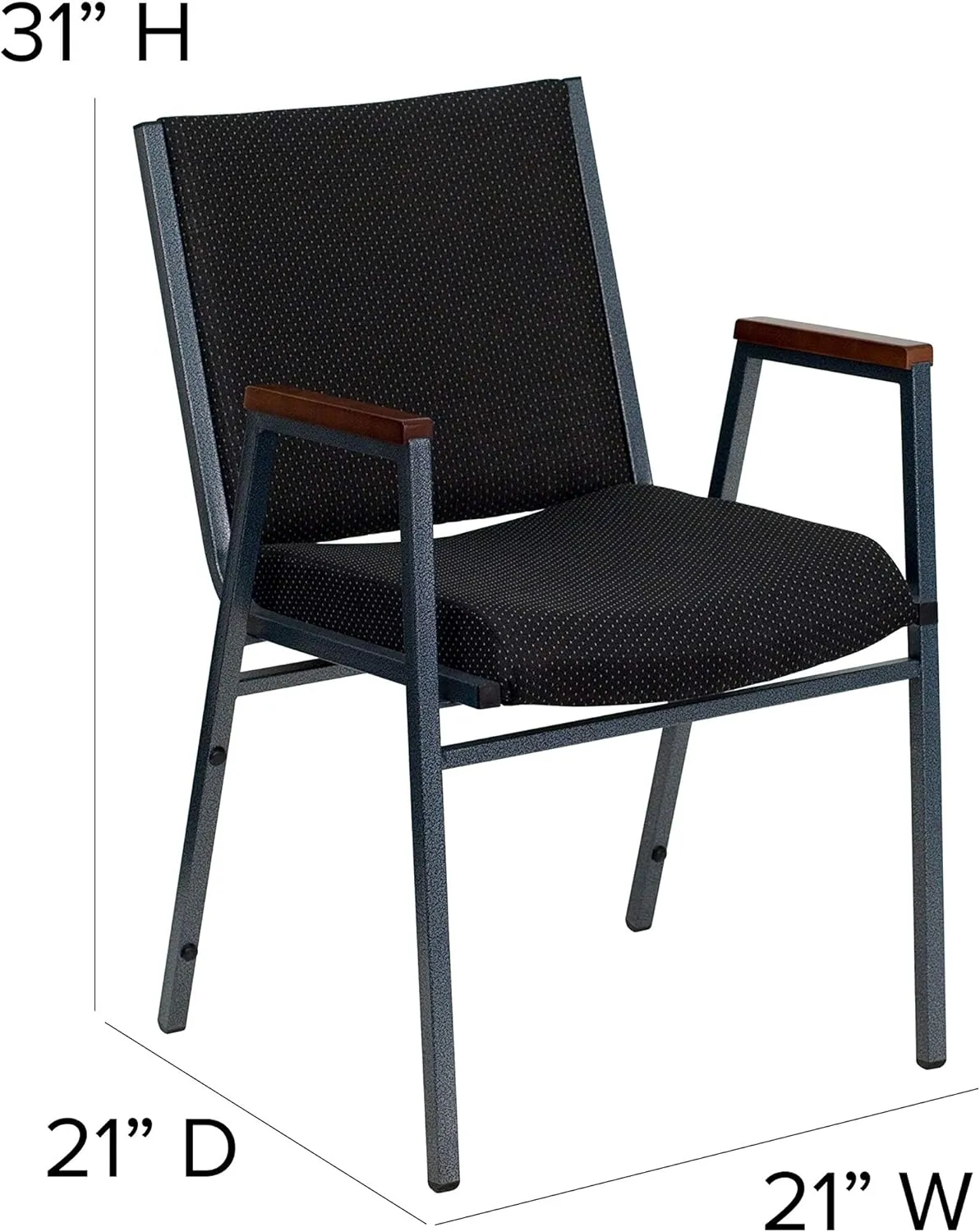 Flash Furniture 4 Pack HERCULES Series Heavy Duty Black Dot Fabric Stack Chair with Arms