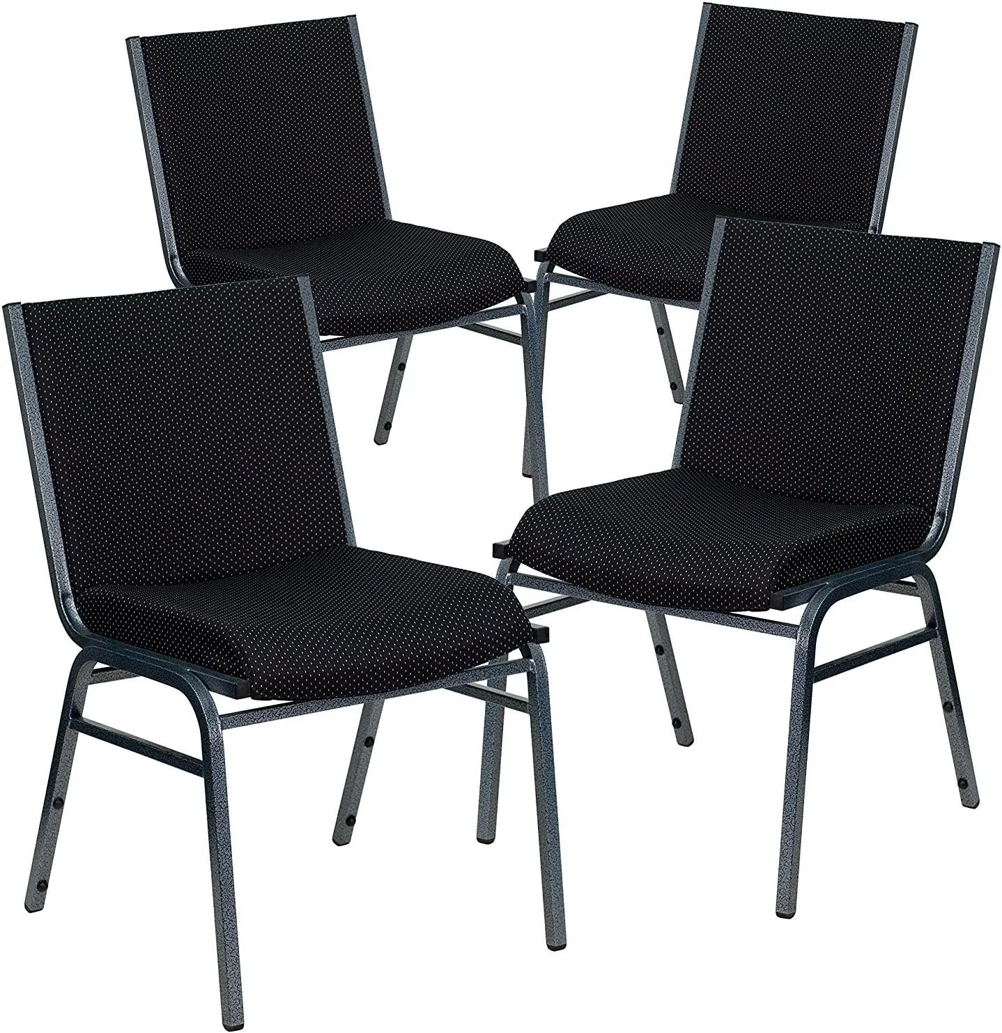 Flash Furniture 4 Pack HERCULES Series Heavy Duty Black Dot Fabric Stack Chair