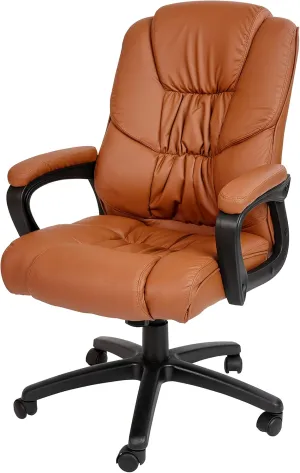 Flash Furniture Fundamentals Big & Tall Swivel LeatherSoft Office and Gaming Chair, Ergonomic Chair with Padded Armrests and Adjustable Height, Brown