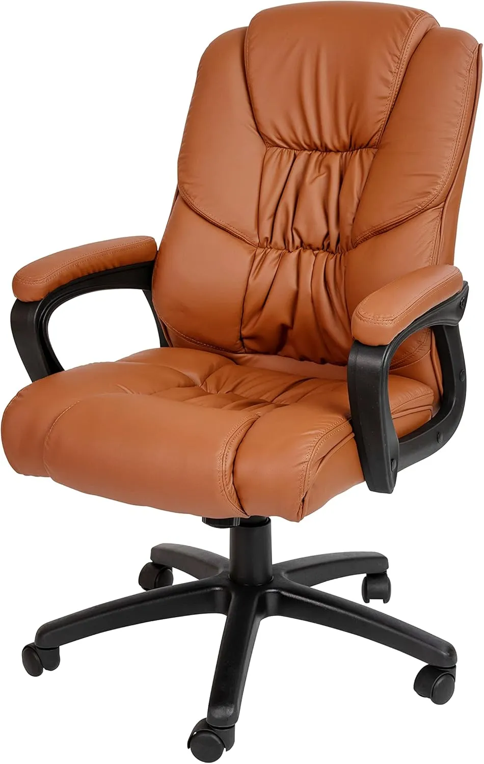 Flash Furniture Fundamentals Big & Tall Swivel LeatherSoft Office and Gaming Chair, Ergonomic Chair with Padded Armrests and Adjustable Height, Brown