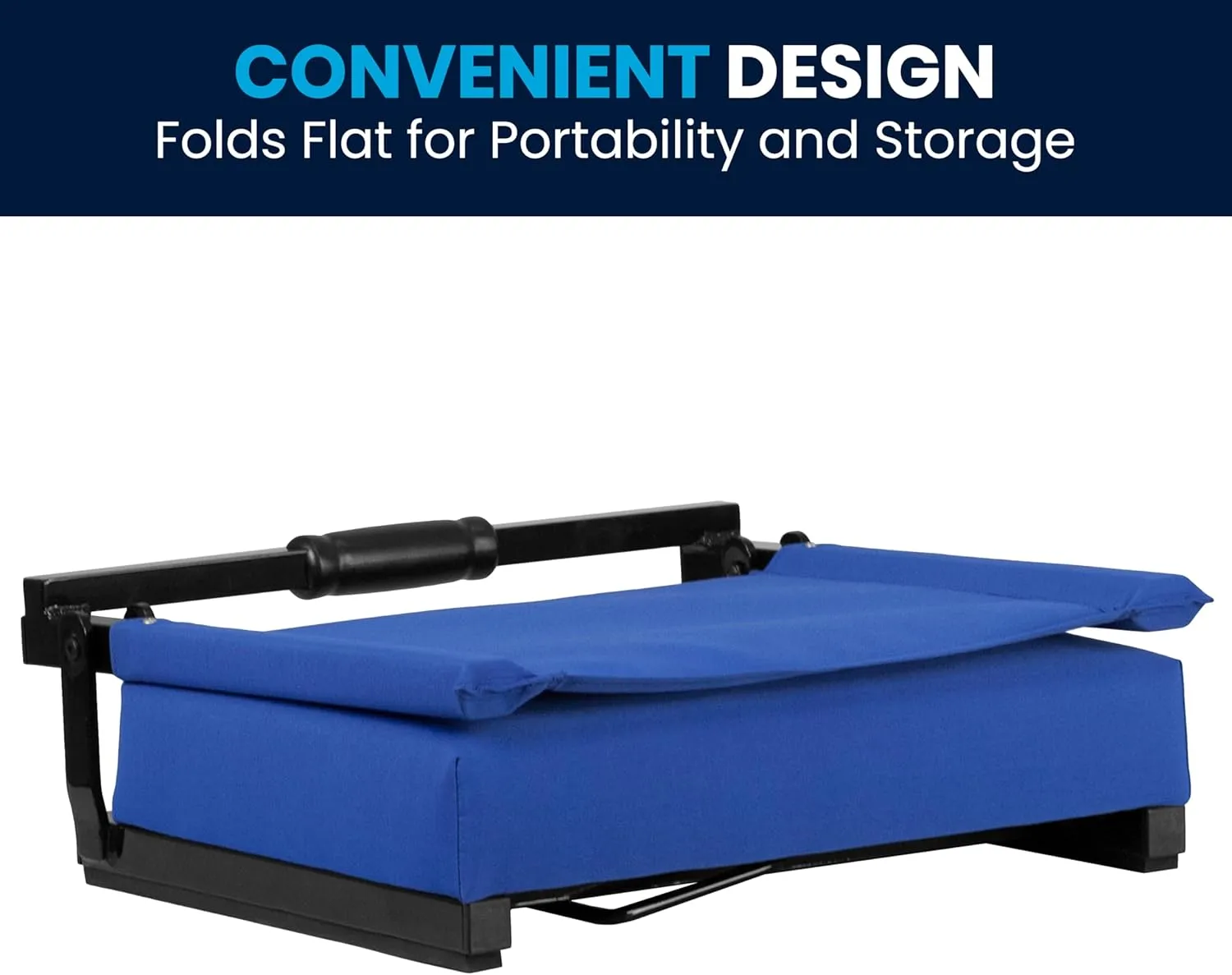 Flash Furniture Grandstand Portable Stadium Seats for Bleachers or Benches, Folding Padded Stadium Chairs with Handle, Pack of 2, 500 lb. Weight Capacity, Blue