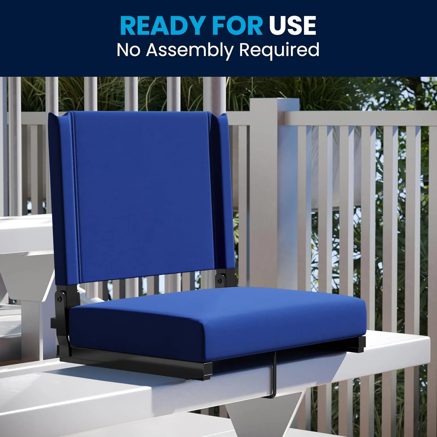 Flash Furniture Grandstand Portable Stadium Seats for Bleachers or Benches, Folding Padded Stadium Chairs with Handle, Pack of 2, 500 lb. Weight Capacity, Blue