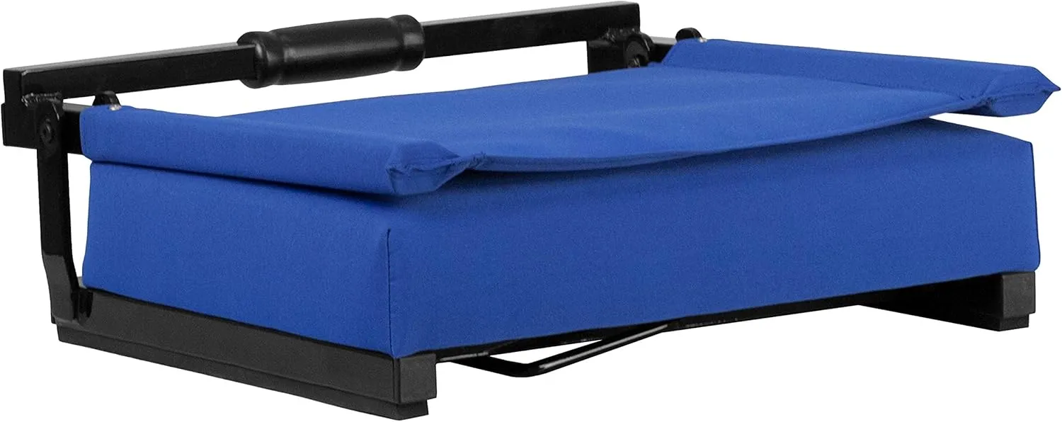 Flash Furniture Grandstand Portable Stadium Seats for Bleachers or Benches, Folding Padded Stadium Chairs with Handle, Pack of 2, 500 lb. Weight Capacity, Blue