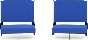 Flash Furniture Grandstand Portable Stadium Seats for Bleachers or Benches, Folding Padded Stadium Chairs with Handle, Pack of 2, 500 lb. Weight Capacity, Blue