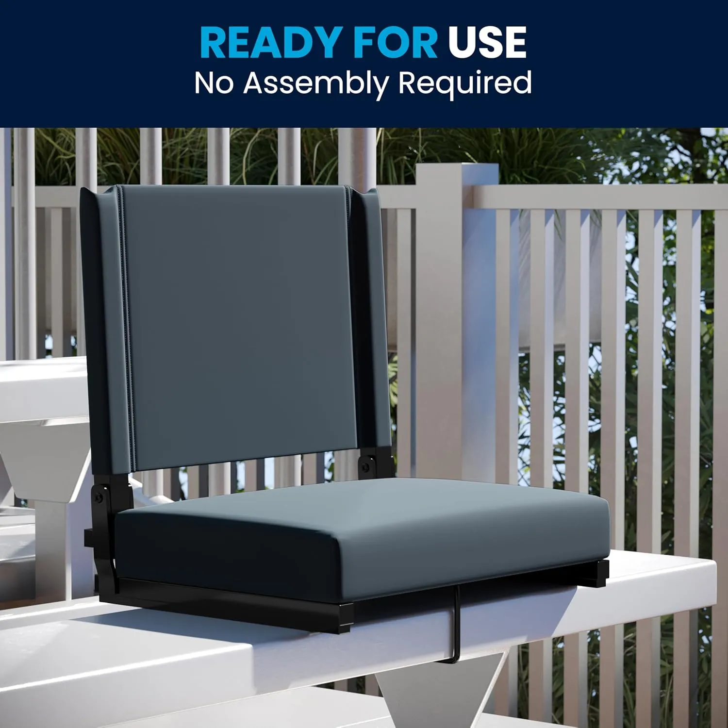 Flash Furniture Grandstand Portable Stadium Seats for Bleachers or Benches, Folding Padded Stadium Chairs with Handle, Pack of 2, 500 lb. Weight Capacity, Dark Blue