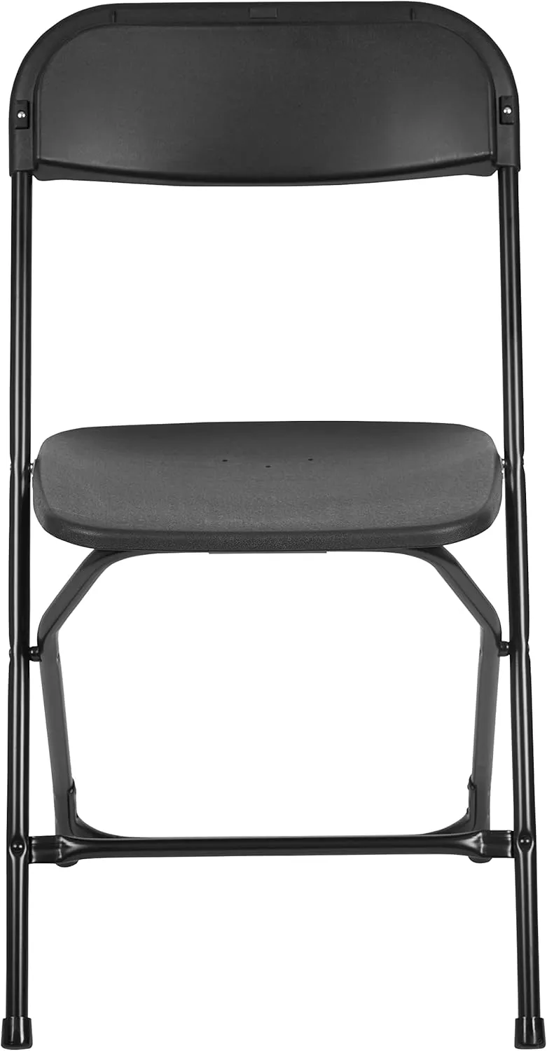 Flash Furniture Hercules Set of 10 Indoor/Outdoor Heavy-Duty Plastic Folding Chairs, Foldable Commercial Stacking Chairs with 650-lb. Static Weight Capacity, Black