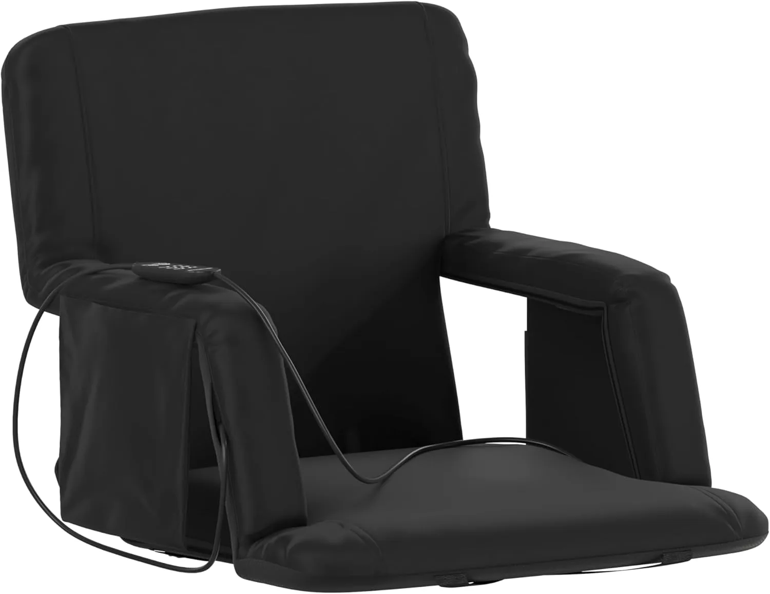 Flash Furniture Malta Heated Stadium Seat with Back Support, 6 Recline Positions, Portable Chair with Backpack Straps, USB Battery Pack Not Included, Black