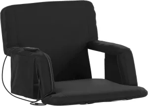 Flash Furniture Malta Heated Stadium Seat with Back Support, 6 Recline Positions, Portable Chair with Backpack Straps, USB Battery Pack Not Included, Black