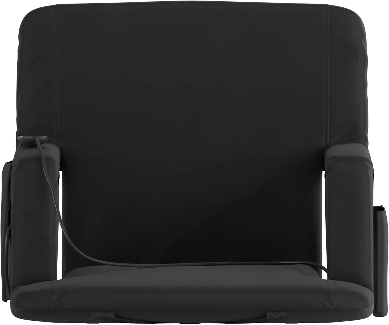 Flash Furniture Malta Heated Stadium Seat with Back Support, 6 Recline Positions, Portable Chair with Backpack Straps, USB Battery Pack Not Included, Black