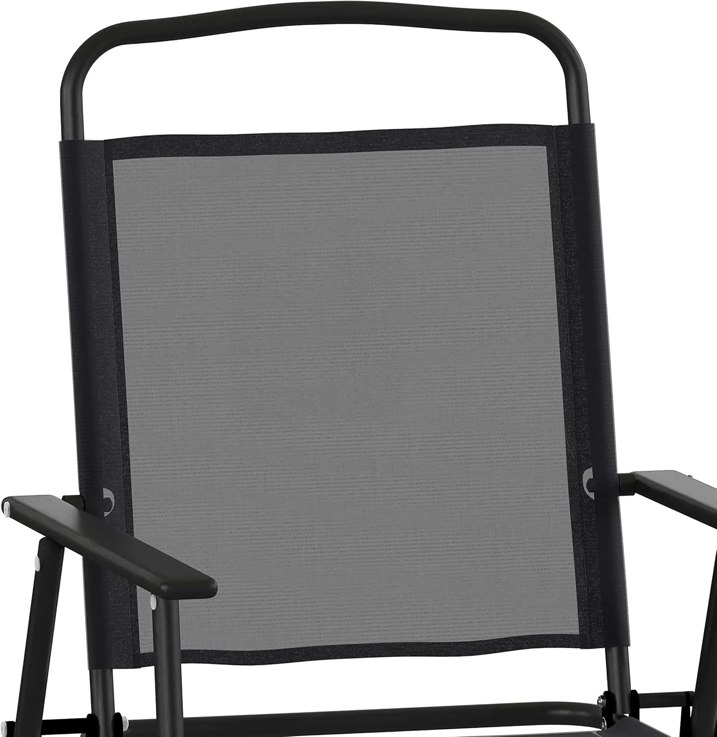Flash Furniture Mystic Folding Patio Sling Chairs, Outdoor Textilene Lawn Chairs with Armrests, Set of 2, Black
