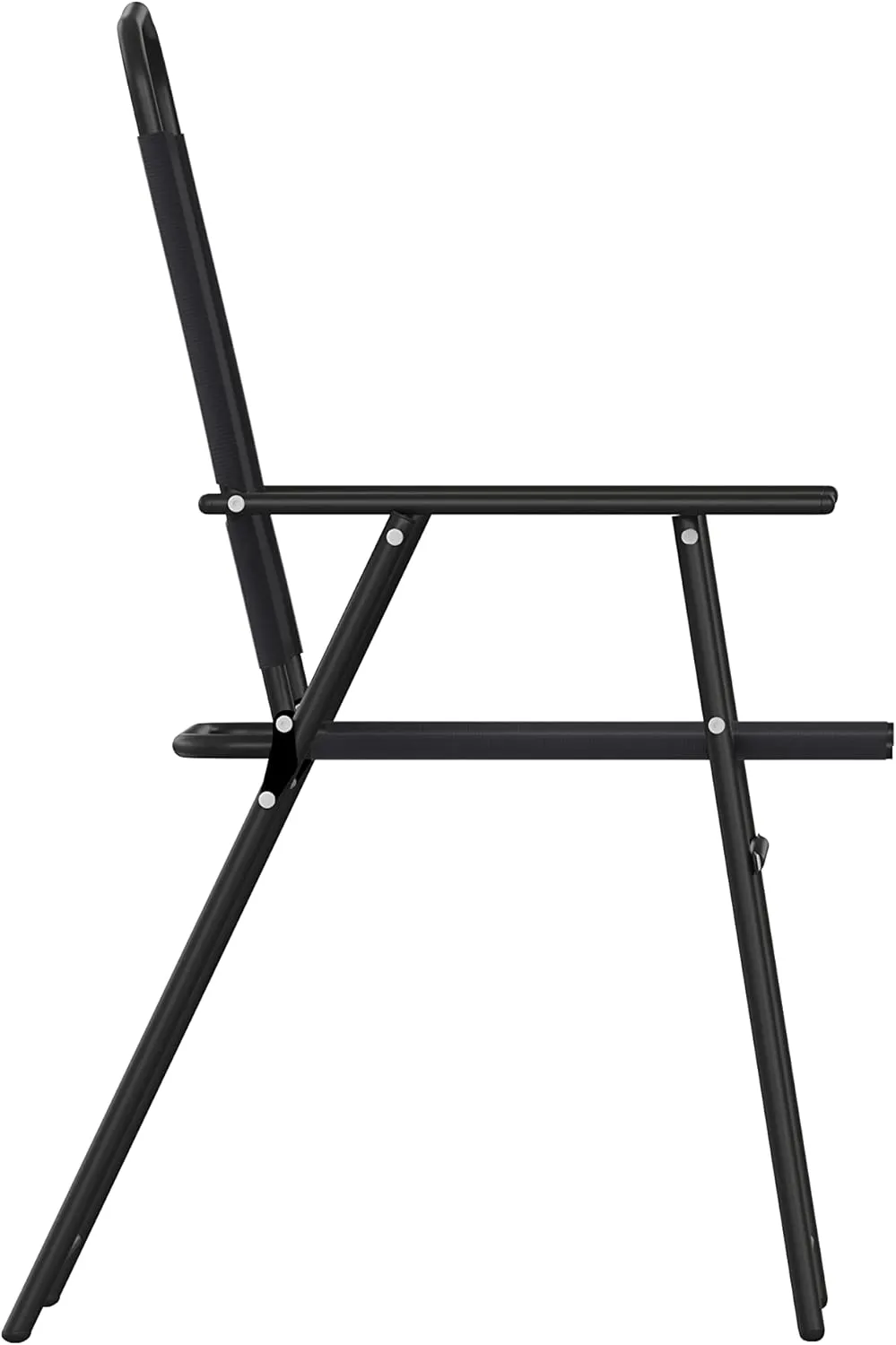 Flash Furniture Mystic Folding Patio Sling Chairs, Outdoor Textilene Lawn Chairs with Armrests, Set of 2, Black