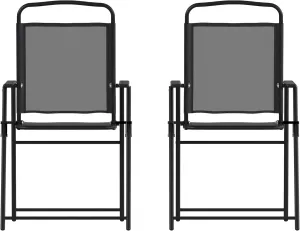 Flash Furniture Mystic Folding Patio Sling Chairs, Outdoor Textilene Lawn Chairs with Armrests, Set of 2, Black