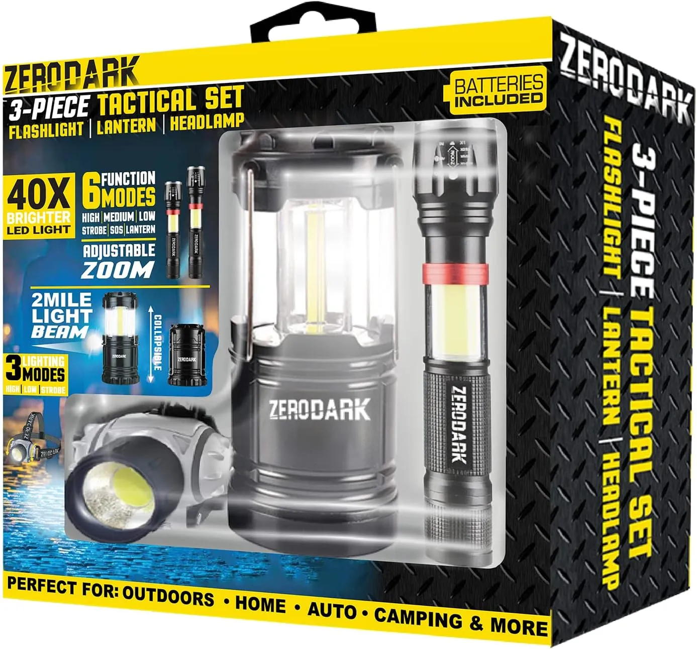 Flashlights Headlamp Lantern 3-Piece Set, Flashlight   Head Lamp   Camping Lantern Battery Powered LED High Lumens Camping Lights flashlights for Emergencies