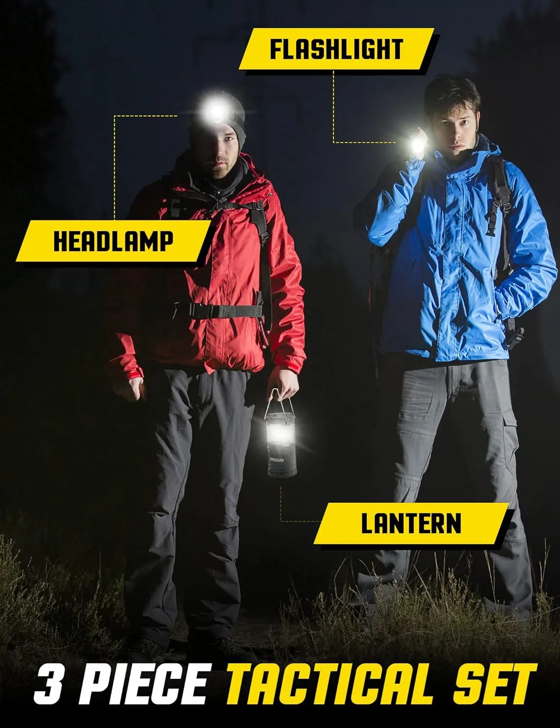Flashlights Headlamp Lantern 3-Piece Set, Flashlight   Head Lamp   Camping Lantern Battery Powered LED High Lumens Camping Lights flashlights for Emergencies