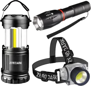Flashlights Headlamp Lantern 3-Piece Set, Flashlight   Head Lamp   Camping Lantern Battery Powered LED High Lumens Camping Lights flashlights for Emergencies