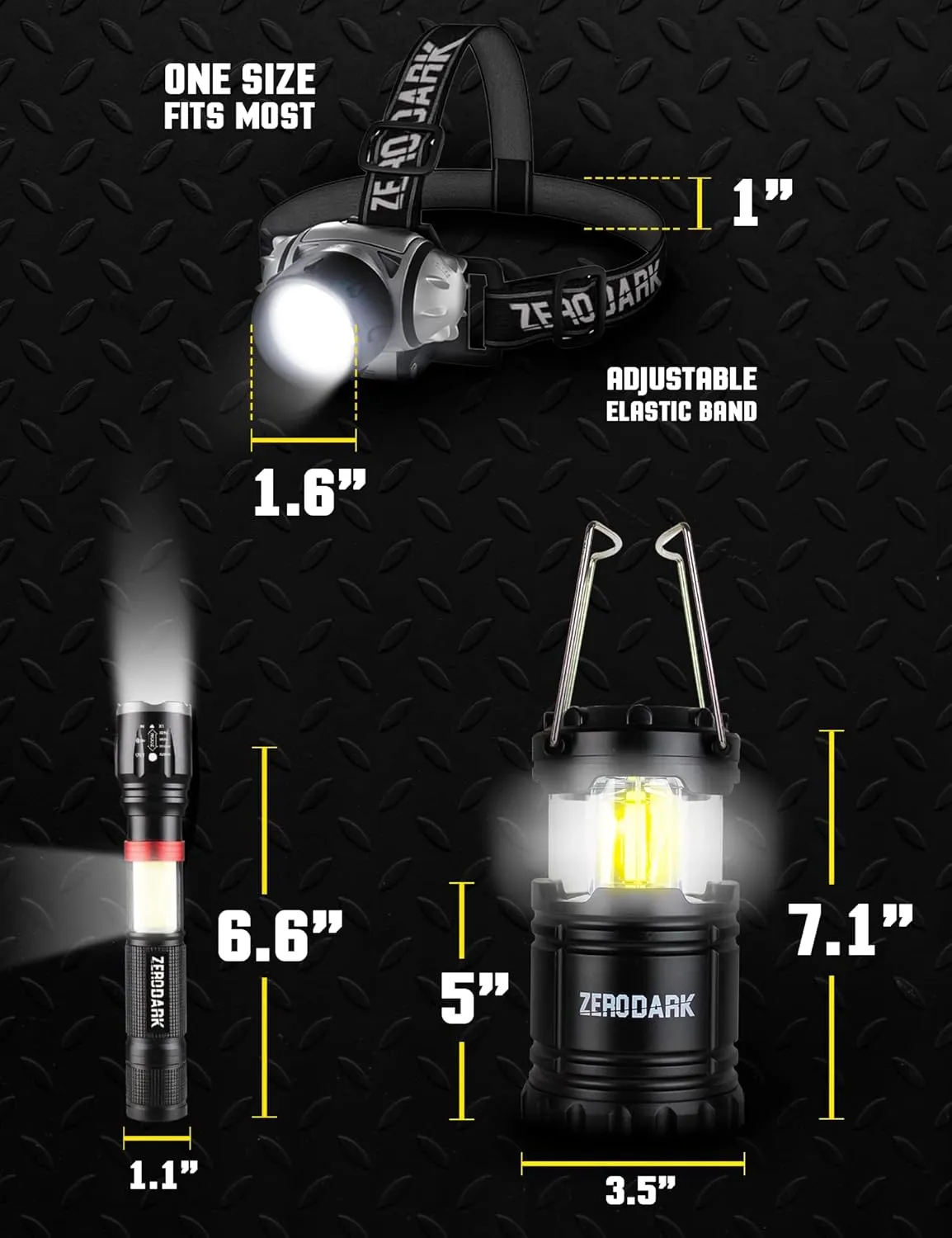 Flashlights Headlamp Lantern 3-Piece Set, Flashlight   Head Lamp   Camping Lantern Battery Powered LED High Lumens Camping Lights flashlights for Emergencies