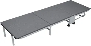 Foldable Padded Sleeping Cots Glamping Cot eavy-Duty Portable Cot Bed with Mattress Folding Steel Cot Extra Wide Folding Bed with Comfortable Mattress for Indoor Outdoor Grey