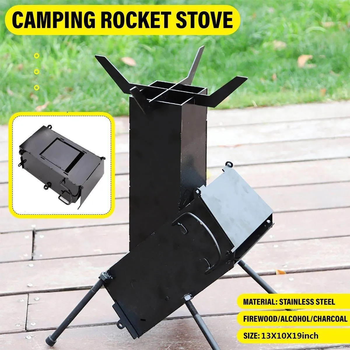 Foldable Portable Titanium BBQ Grill - Stainless Steel Outdoor Cooker